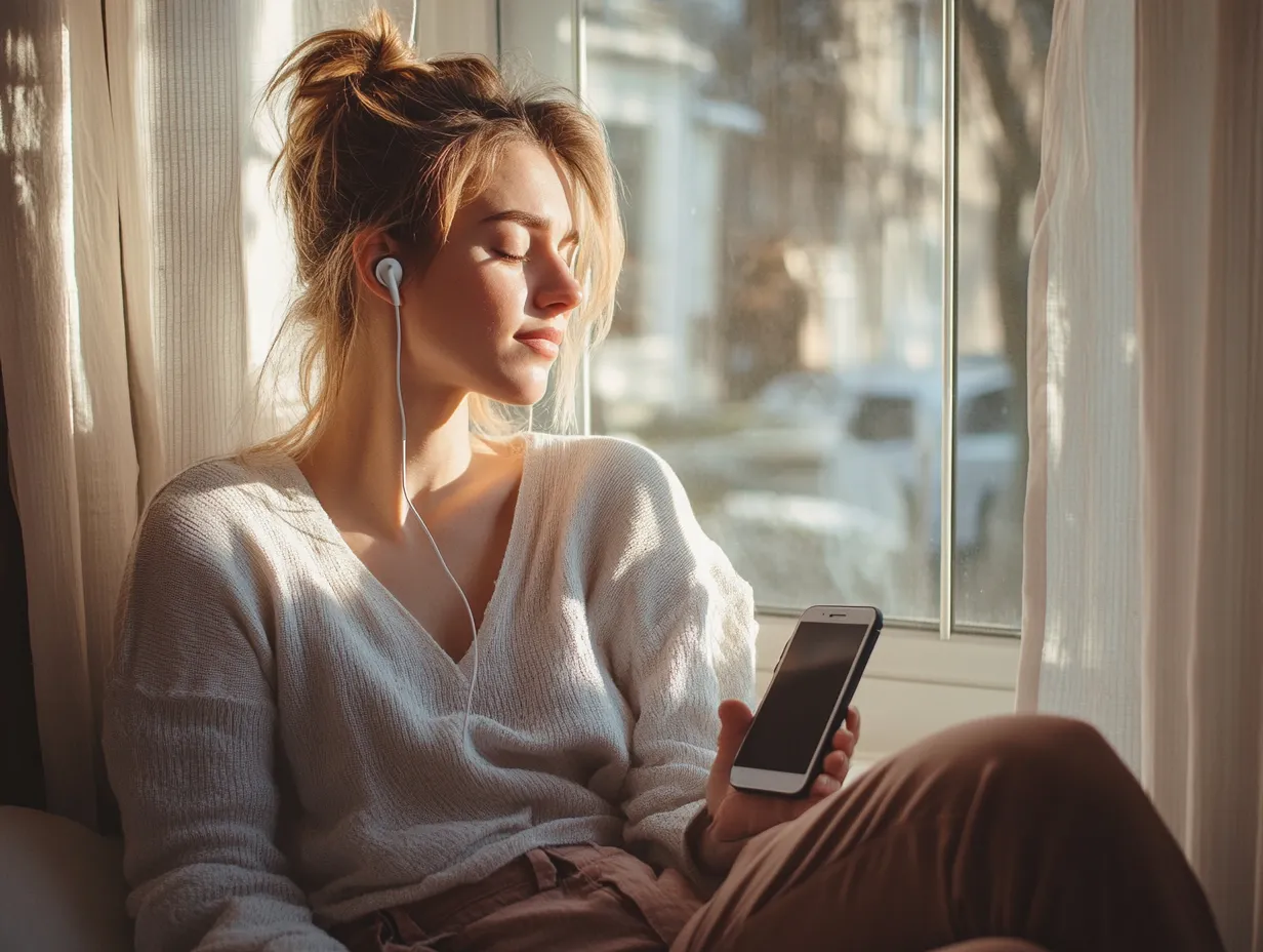 Femme apaisée, ambiance Les Mots d'Emma