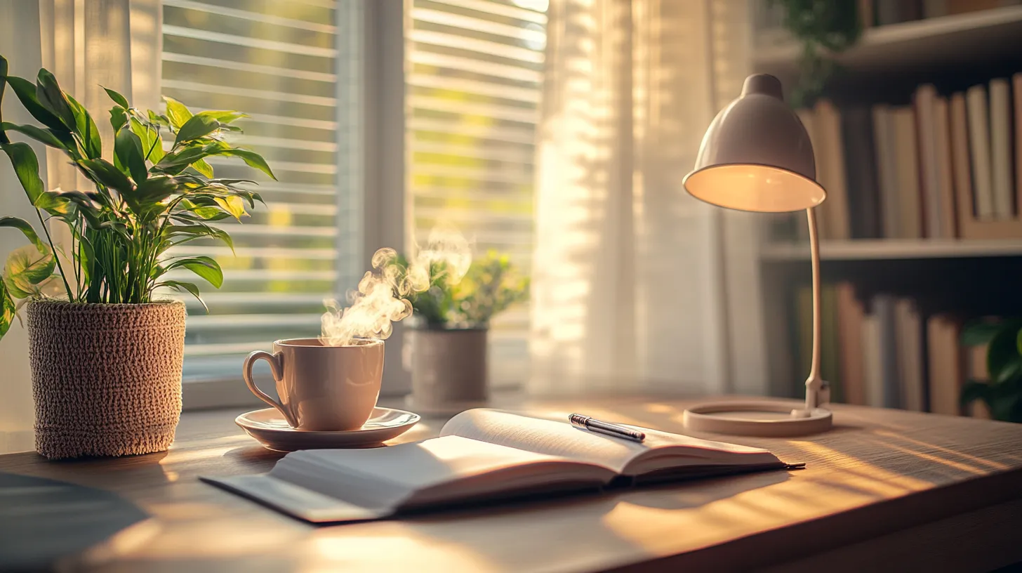Bureau cosy et chaleureux, ambiance Les Mots d'Emma